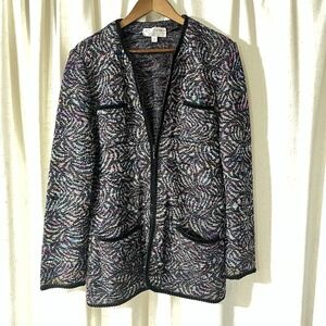 BEAUTIFUL St John collection jacket knit black pink blue‎ multi suit blazer 14